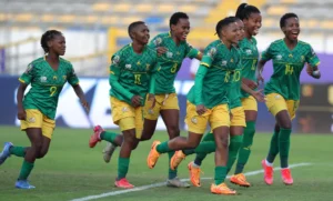 Banyana Banyana in celebratory mood with Jermaine Seoposenwe