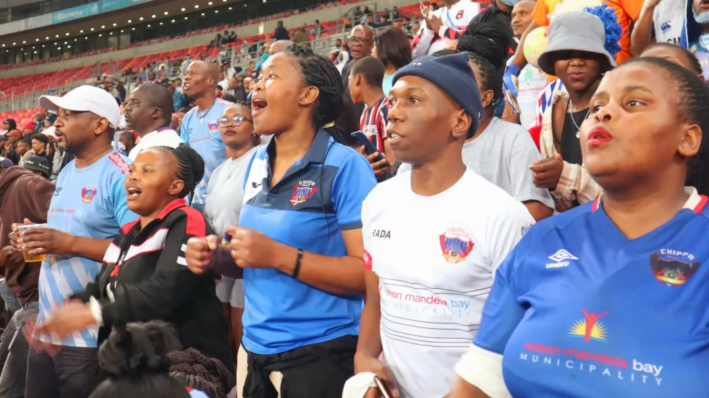 Chippa United fans paint Nelson Mandela Bay Stadium.