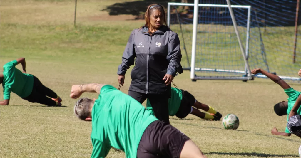 Banyana head coach, Desiree Ellis conducting a training session