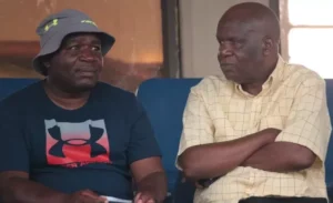 Rodwell Dhlakama [left] following a Motsepe Foundation Championship match