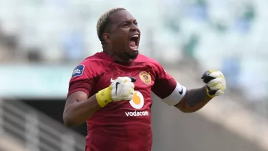 Itumeleng Khune celebrates during a Kaizer Chiefs match