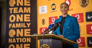 Jessica Motaung of Kaizer Chiefs addressing the media