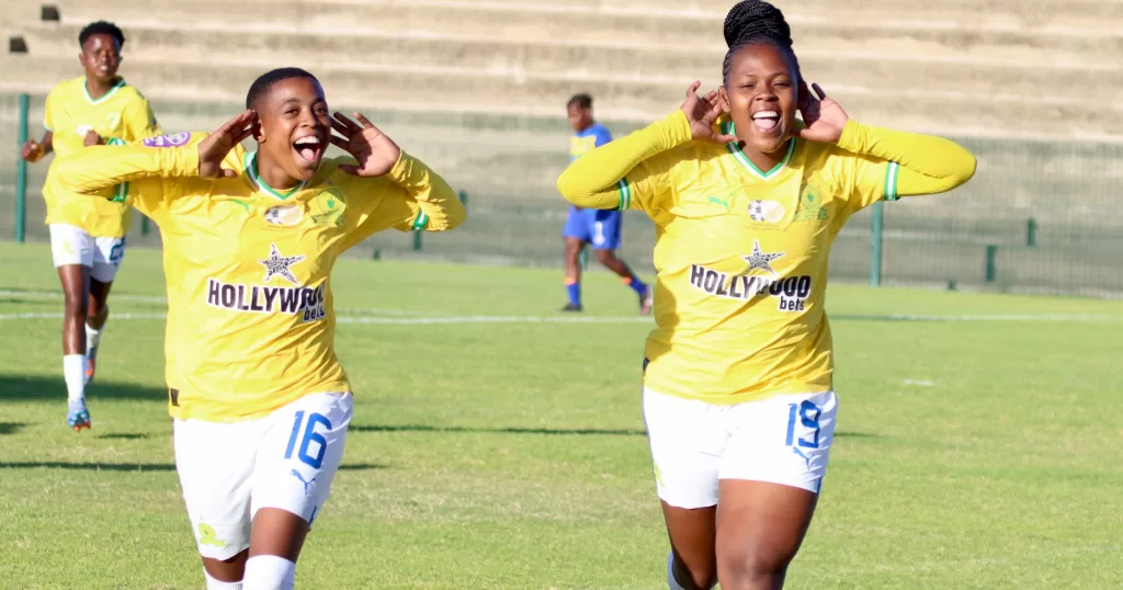 Sundowns Ladies' players celebrating