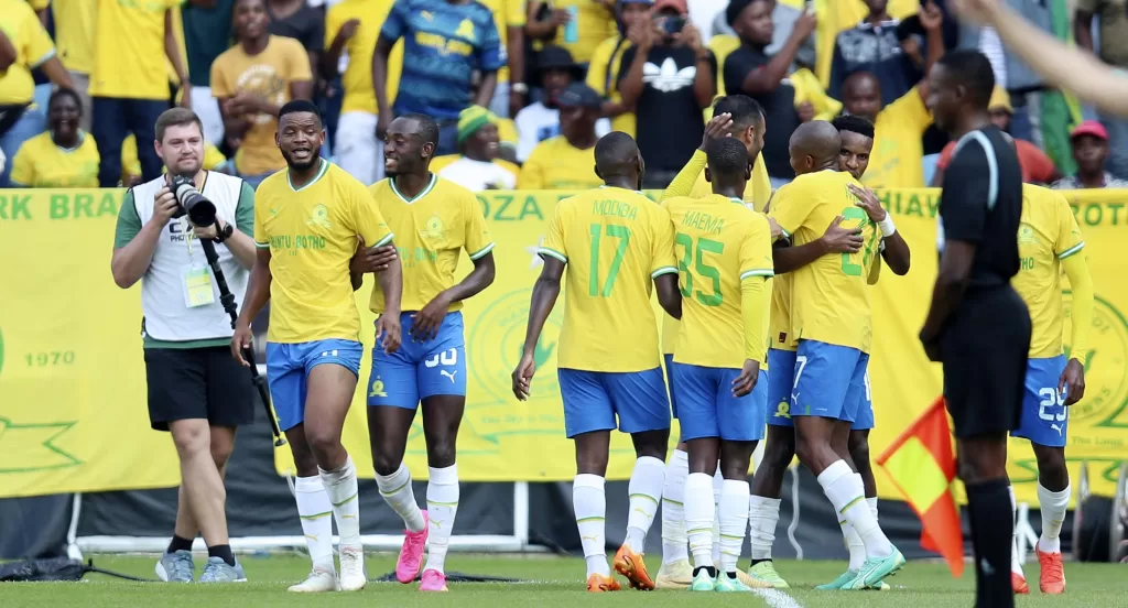 Mamelodi Sundowns players after scoring