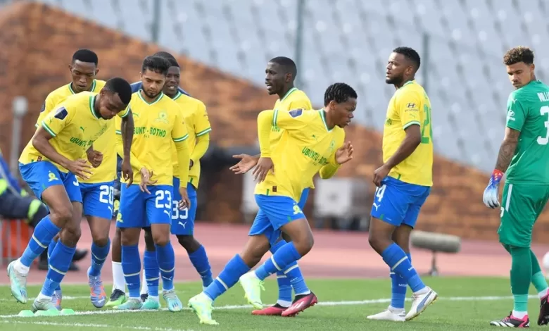 Mamelodi Sundowns players jogging prior to a march