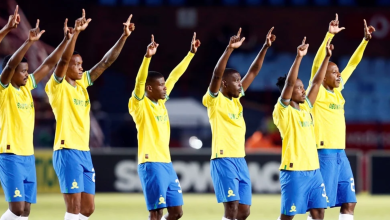 Mamelodi Sundowns players getting ready for action in the DStv Premiership