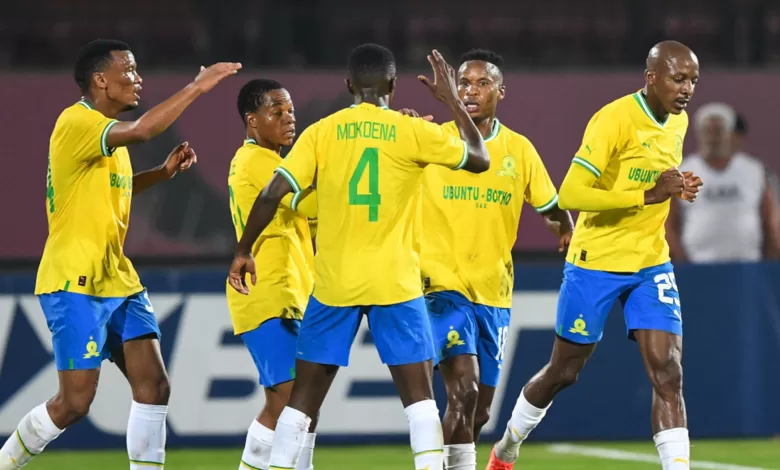 Mamelodi Sundowns players celebrate a goal