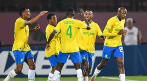 Mamelodi Sundowns players celebrate a goal