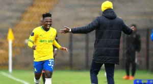 Rulani Mokwena and Cassius Mailula during a game