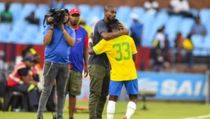 Rulani Mokwena and Cassius Mailula during a Mamelodi Sundowns game