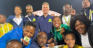 Shawn Bishop with the Mamelodi Sundowns Ladies team