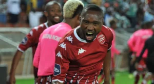 Sibusiso Vilakazi celebrating a goal scored for Sekhukhune United
