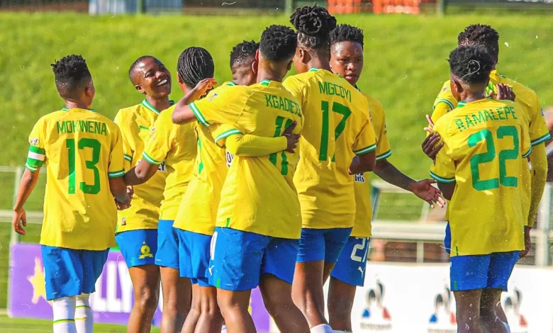 Sundowns Ladies celebrating their win against Durban Ladies