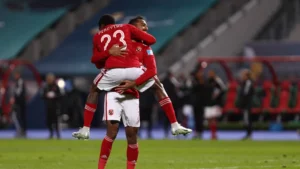 Al Ahly players in celebratory mood.