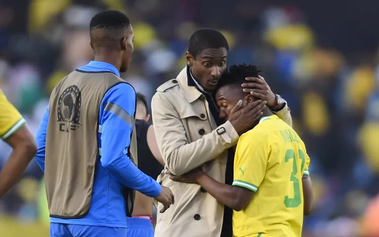 Cassius Mailula crying after Mamelodi Sundowns lost in the CAF Champions League