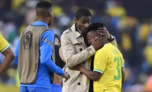 Cassius Mailula crying after Mamelodi Sundowns lost in the CAF Champions League