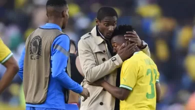 Cassius Mailula crying after Mamelodi Sundowns lost in the CAF Champions League