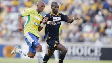 David Kannemeyer and Arthur Zwane during their playing days for Mamelodi Sundowns and Kaizer Chiefs respectively