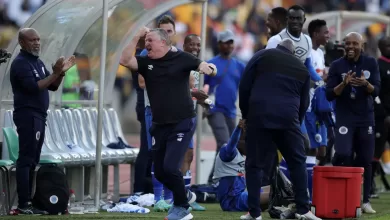 Gavin Hunt celebrating after beating Kaizer Chiefs