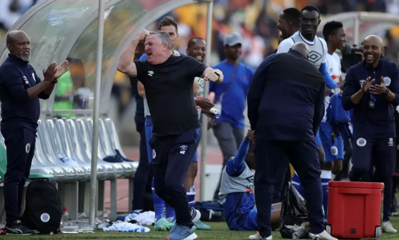 Gavin Hunt celebrating after beating Kaizer Chiefs