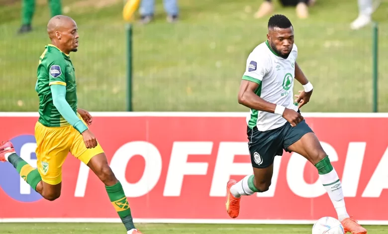 Gladwin Shitolo and Augustine Kwem during KZN derby. AmaZulu v Arrows