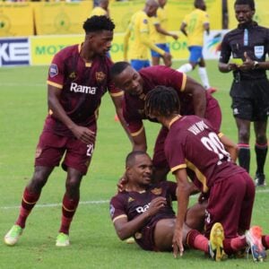 Qobolwakhe Sibande with some of DStv Premiership side Stellenbosch FC teammates
