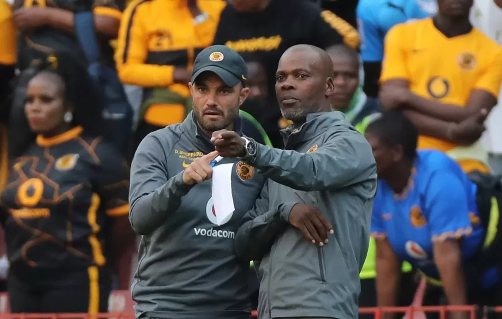 Kaizer Chiefs coaches Dillon Sheppard and Arthur Zwane watching a game 