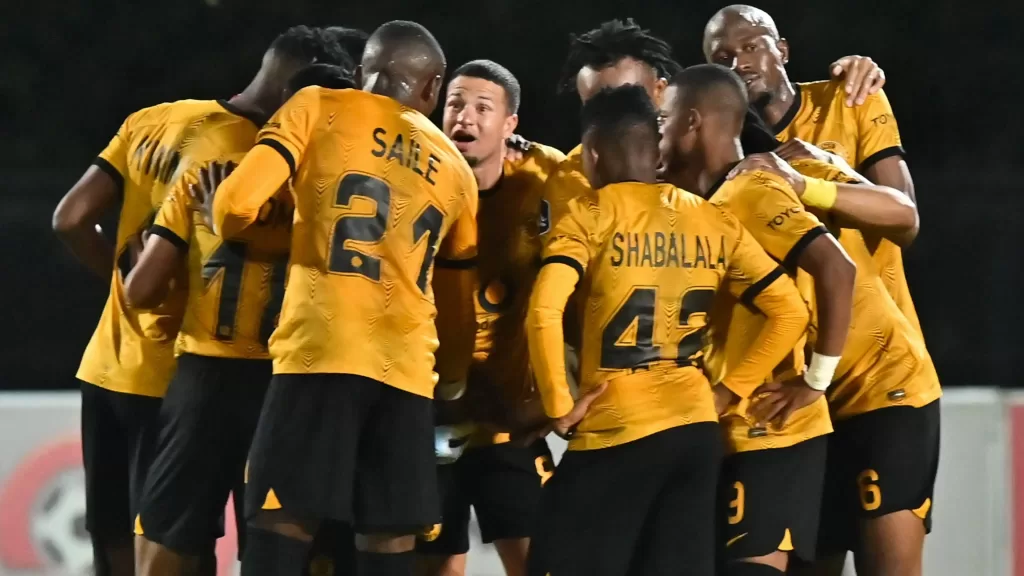 Kaizer Chiefs having a chat before a game