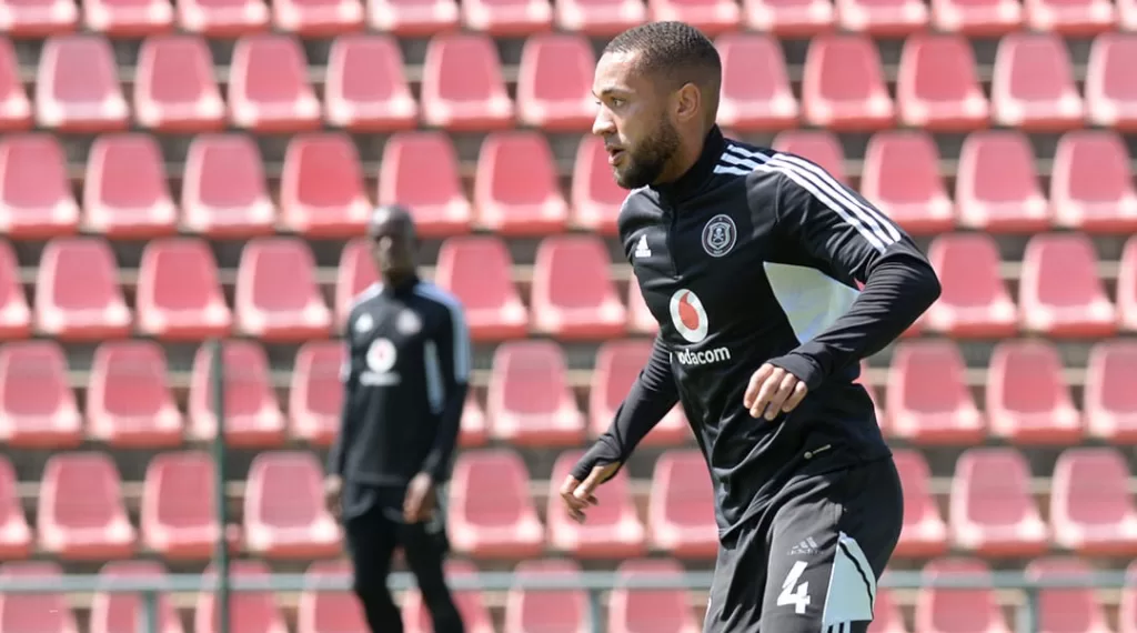 Miguel Timm of Orlando Pirates during a training session. He is compared to Oupa Manyisa