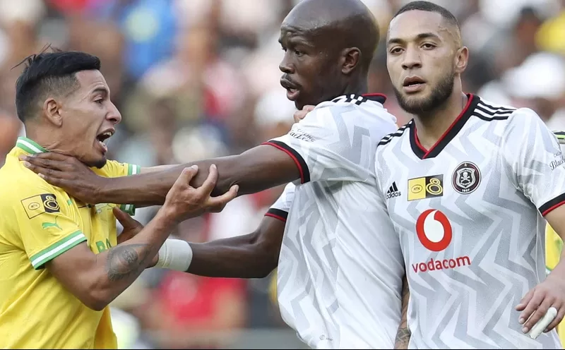 Miguel Timm of Orlando Pirates in action v Sundowns