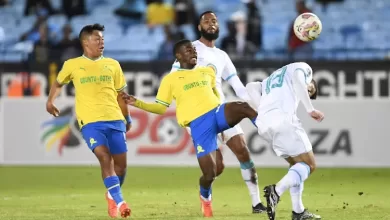 Neo Maema and Marcelo Allende in action for Mamelodi Sundowns