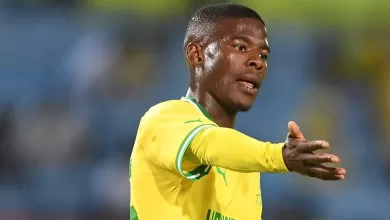 Mamelodi Sundowns midfielder Neo Maema during a DStv Premiership match