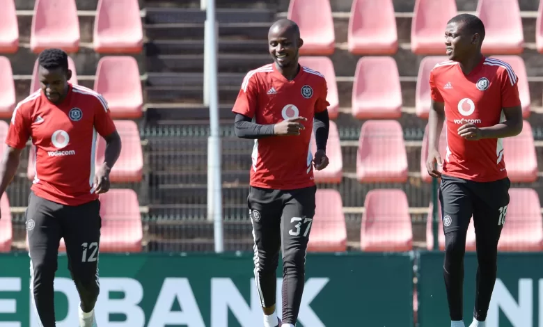 Orlando Pirates players in training at Rand Stadium