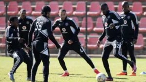 Orlando Pirates players working hard at training.