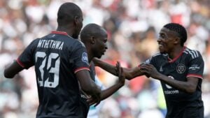 Orlando Pirates players celebrating a goal