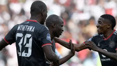 Orlando Pirates players celebrating a goal