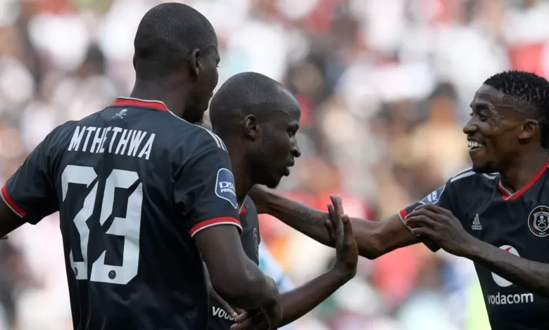 Orlando Pirates players celebrating a goal