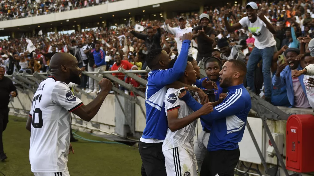 Orlando Pirates players in celebratory mood.