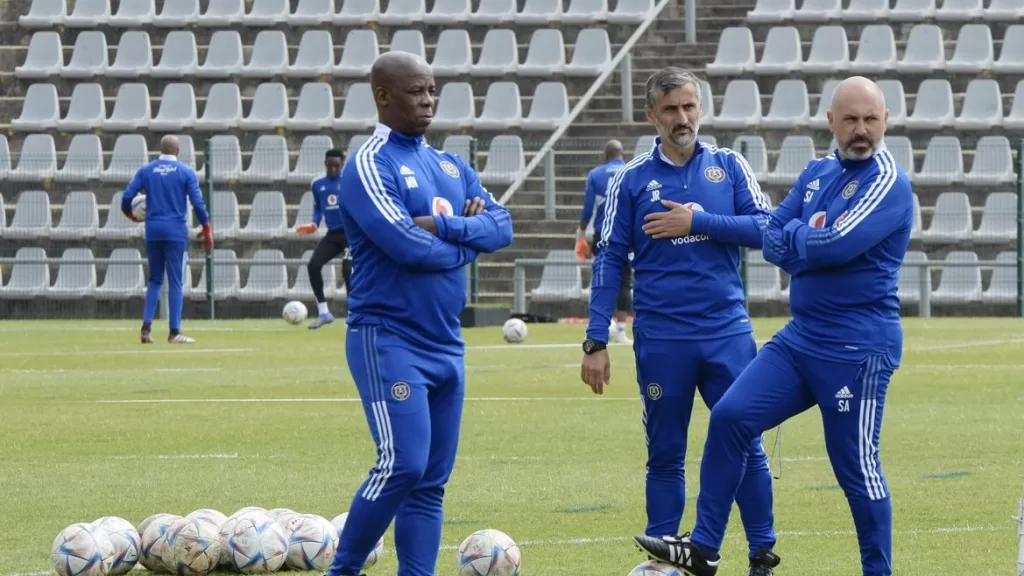 Orlando Pirates technical team in training grounds preparing for Dstv Premiership clash 