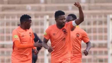 Polokwane City captain Puleng Marema in celebratory mood after scoring.