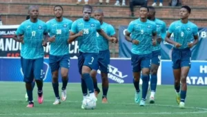 Siyanda Msani of Mamelodi Sundowns training his Richards Bay teammates