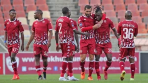 Sekhukhune United players in celebratory mood.
