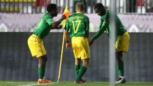 Amajimbos players in celebratory mood.