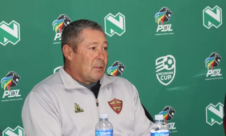 Stellenbosch FC coach Steve Barker addressing the media