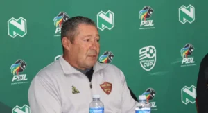 Stellenbosch FC coach Steve Barker addressing the media