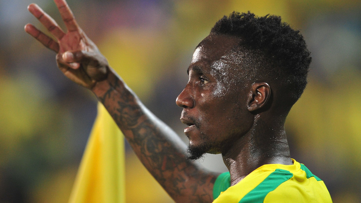 Teko Modise in Mamelodi Sundowns' colours