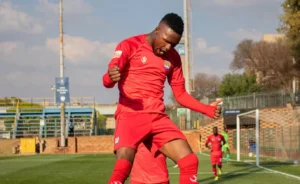 JDR Stars winger Ishmael Wadi celebrating a goal