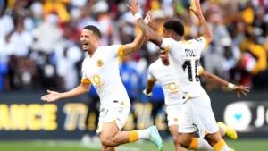 Yusuf Maart and teammates celebrating a goal