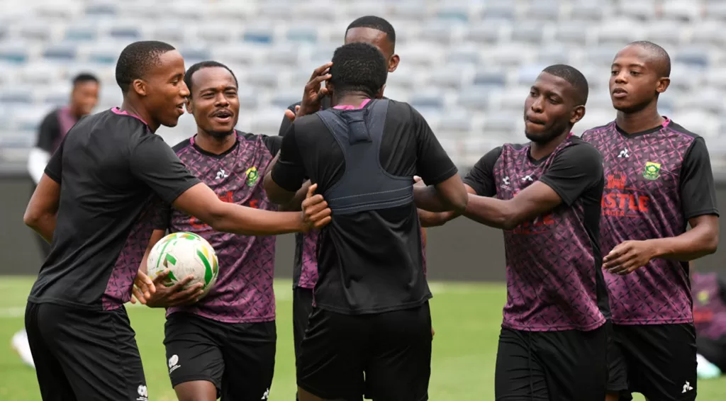 Bafana Bafana players preparing for Liberia match