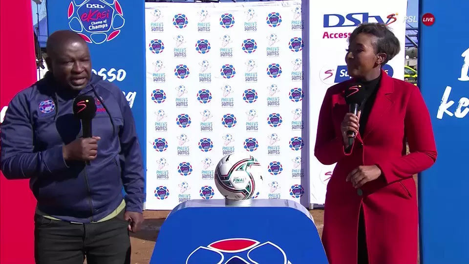 Bheki Zondo Lerato Phago during a SuperSport TV broadcast